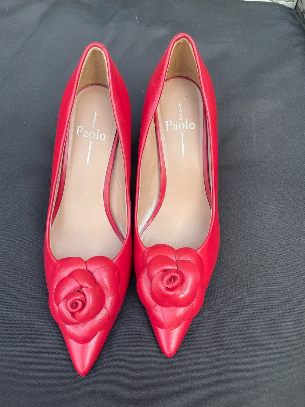 Linea Paolo Women’s Red Pointed Toe Floral Pump